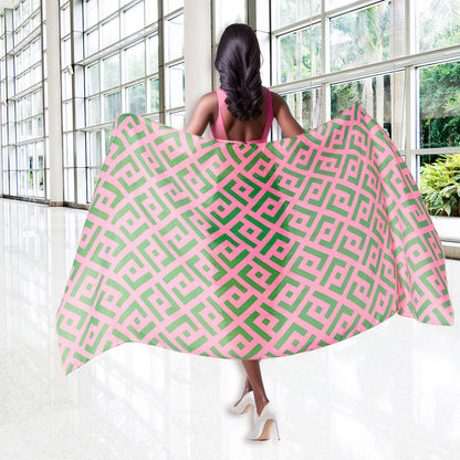 AKA Scarf Wrap Lux Geo Print Pink Green