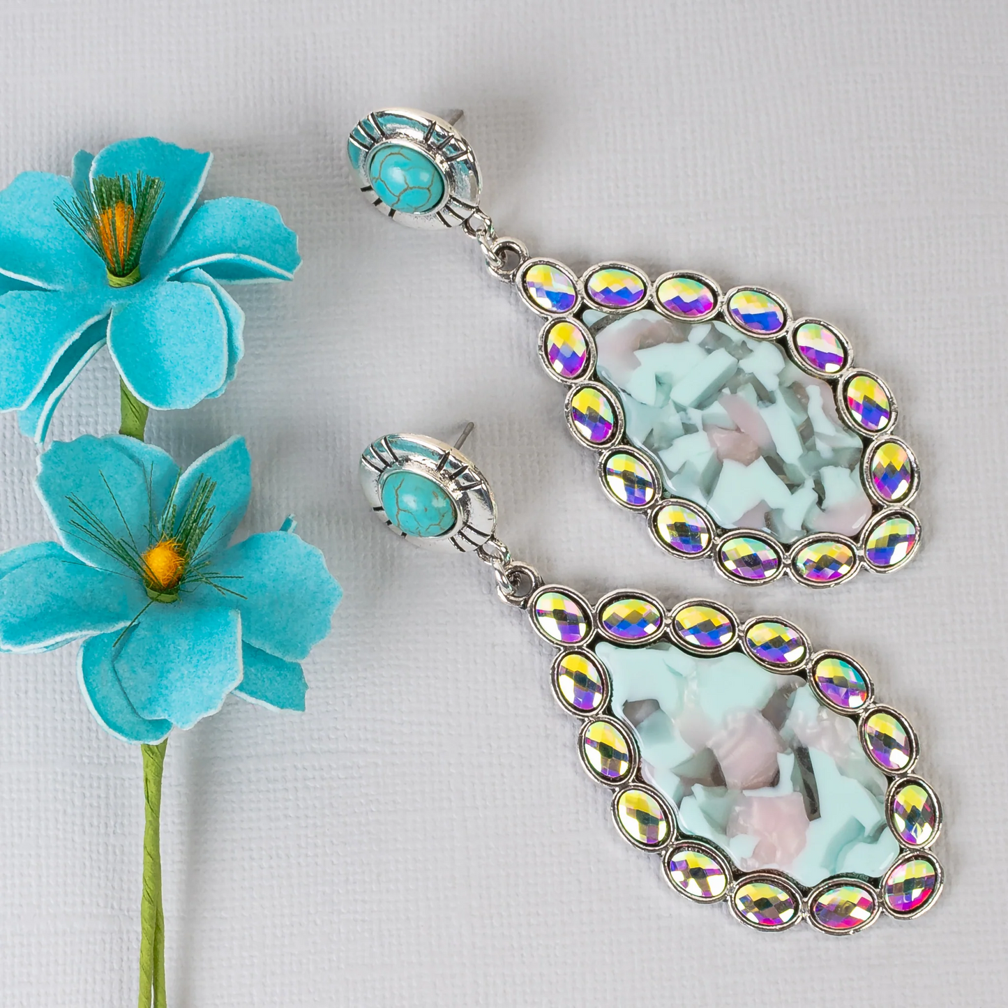 Turquoise Acrylic Drop Earrings