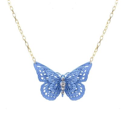 Blue 3D Butterfly Pendant Necklace