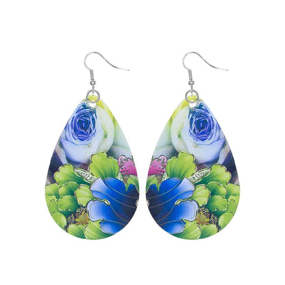 Assorted Floral Printed Teardrop Earrings