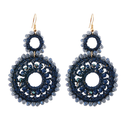 Blue Bead Round Drop Earrings