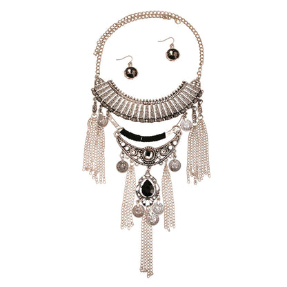 Burnished Silver Black Necklace