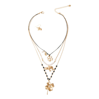 Black and Gold Luck Necklace Set