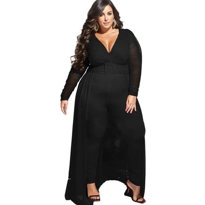 2XL Black Mesh High Low Pant Set