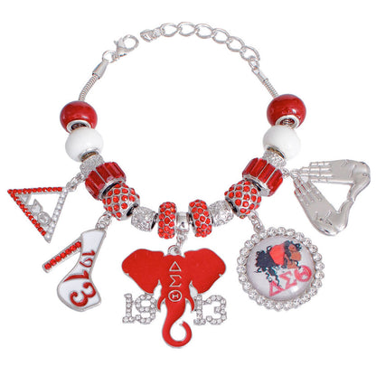 Red White Sorority Charm Bracelet