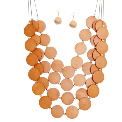 Bead Necklace Brown Long Layer Set for Women