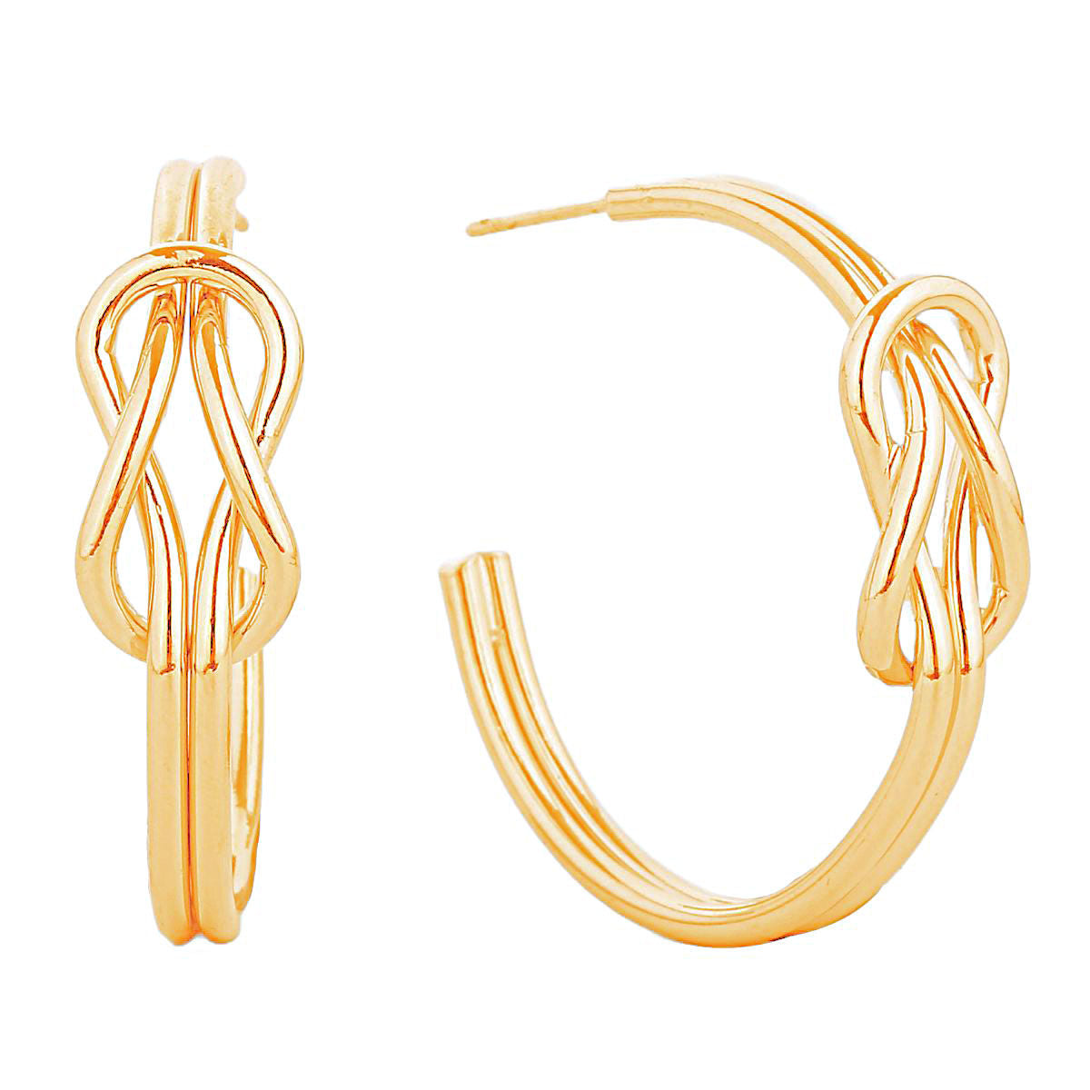 14K Gold Infinity Knot Post Hoops