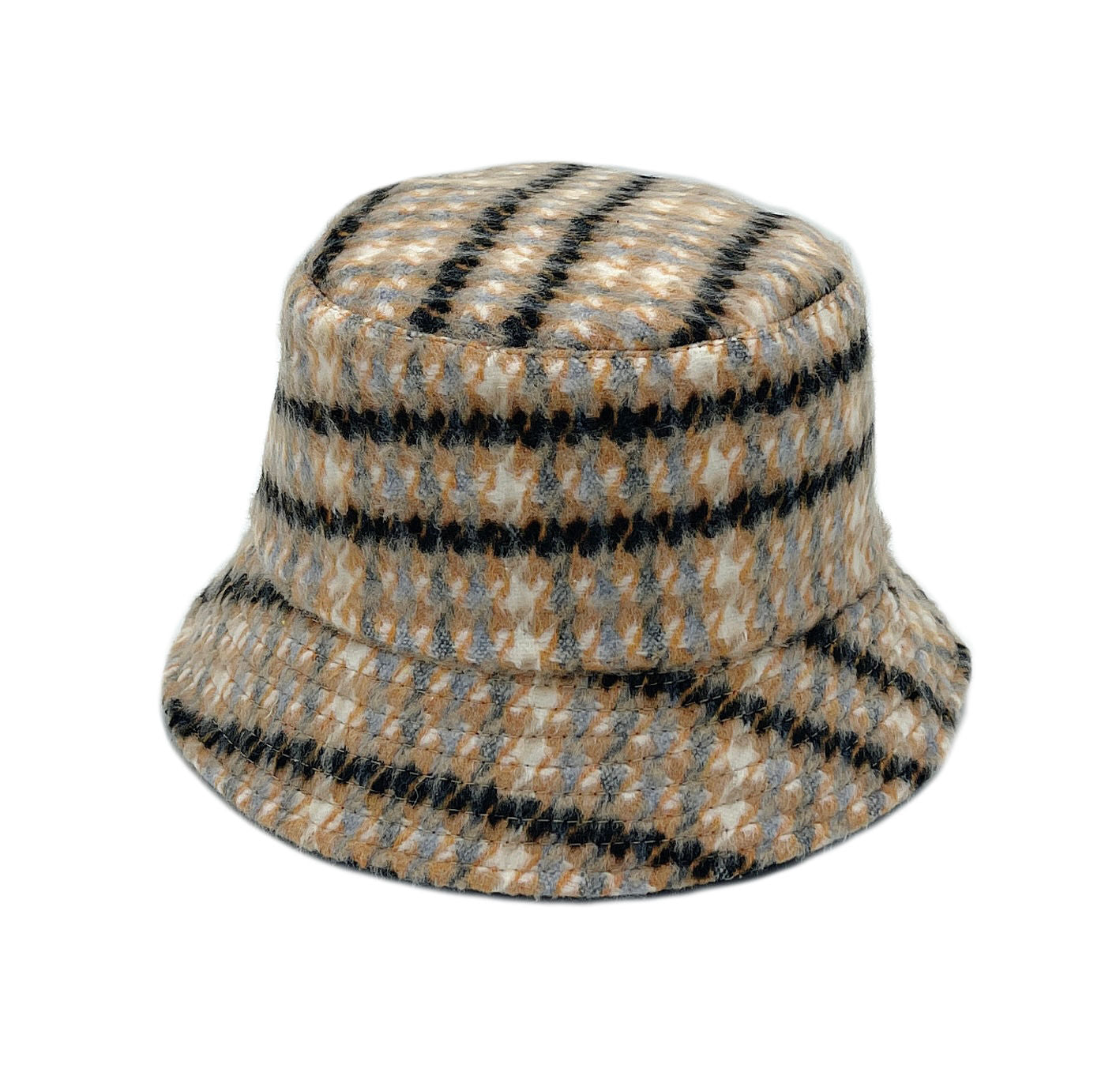 Orange Plaid Woolen Bucket Hat