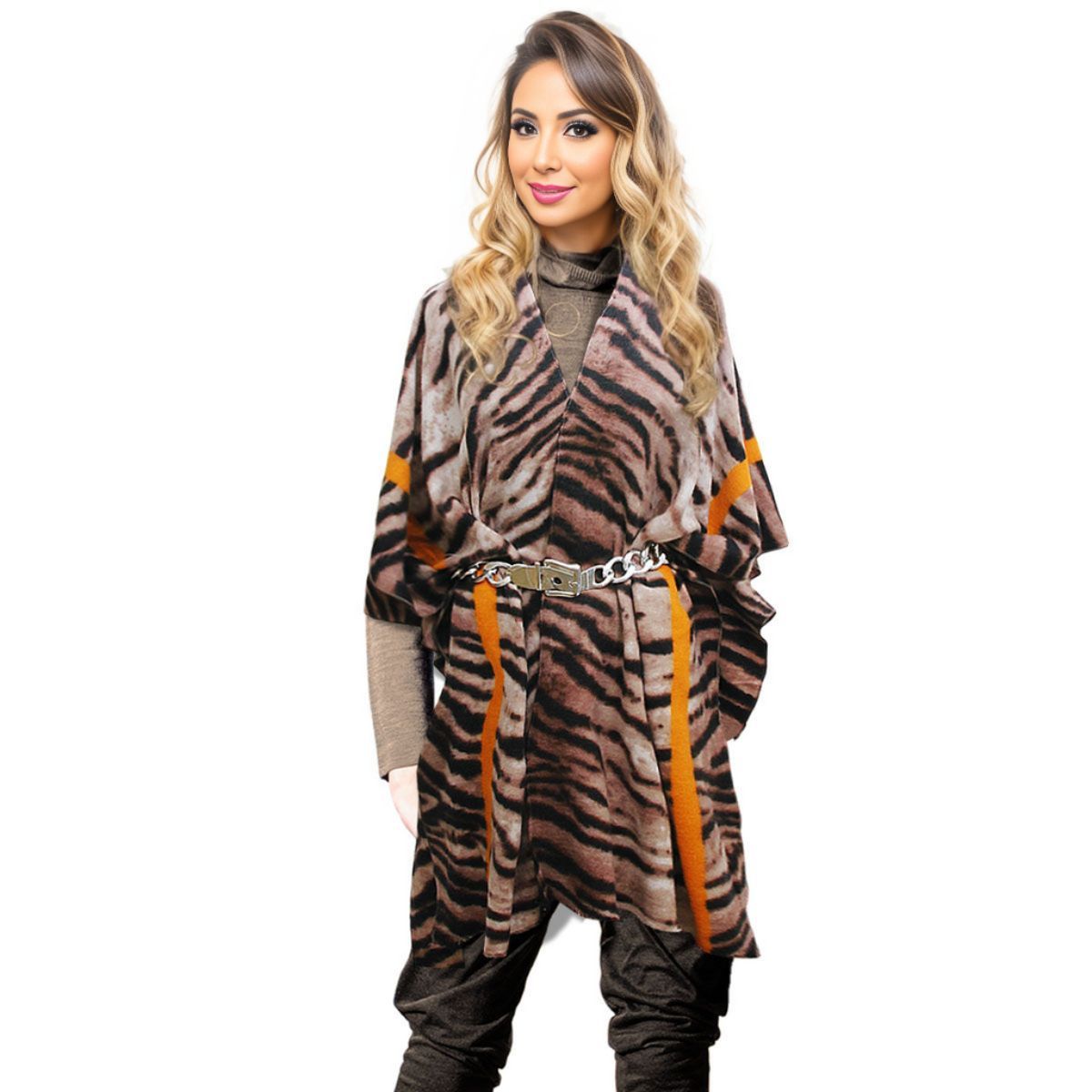 Orange Stripe Tiger Cozy Kimono