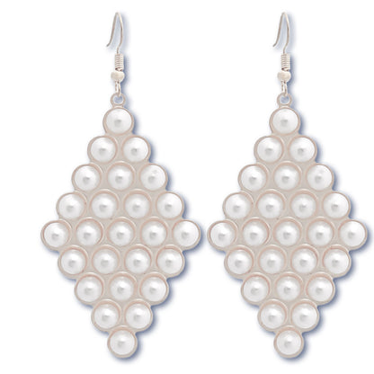 White Pearl Stud Diamond Earrings