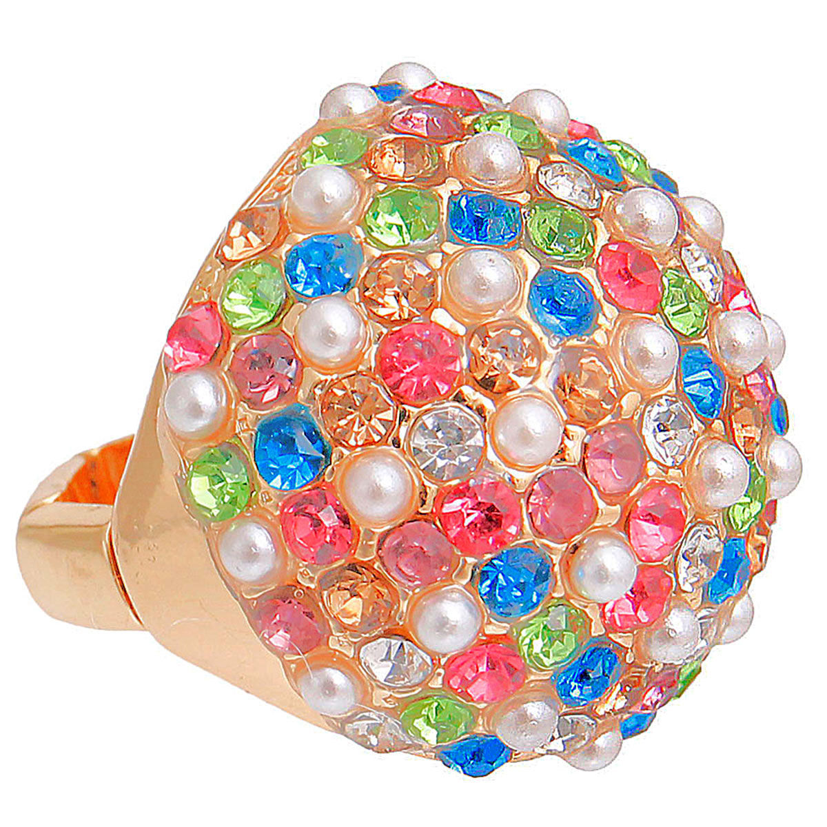 Multi Stone Dome Pearl Cocktail Ring