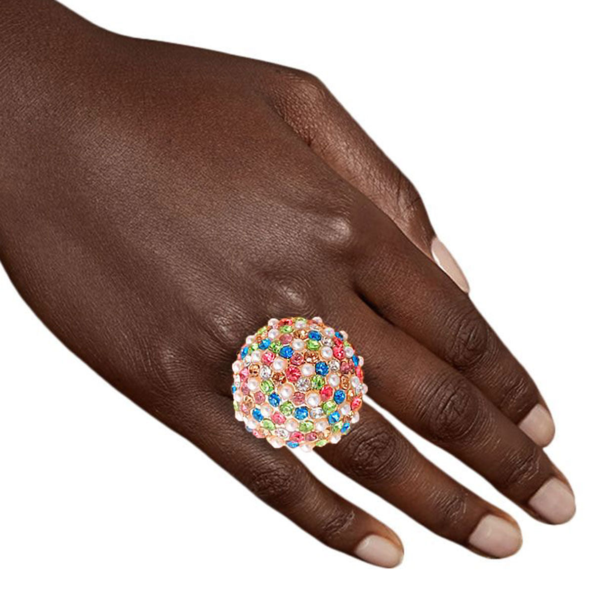 Multi Stone Dome Pearl Cocktail Ring