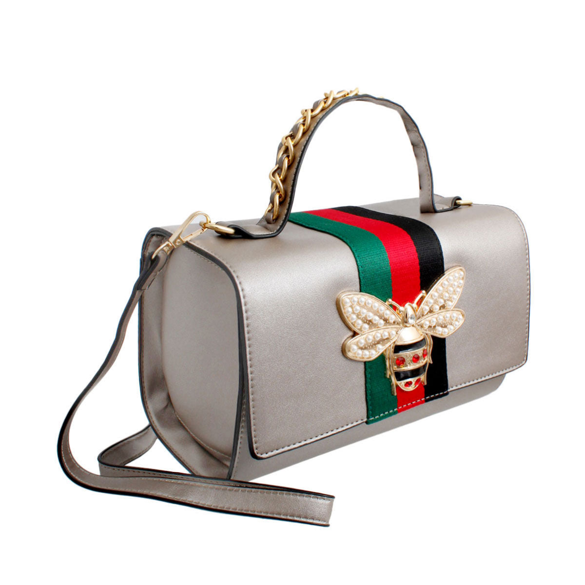 Silver Stunner: Boxy Satchel Set