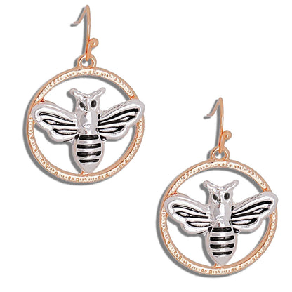 Burnished Metal Bee Earrings
